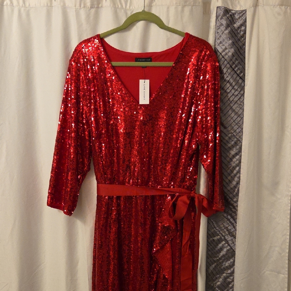 NWT, Lane Bryant Red Sequin Dress, Size 18/20